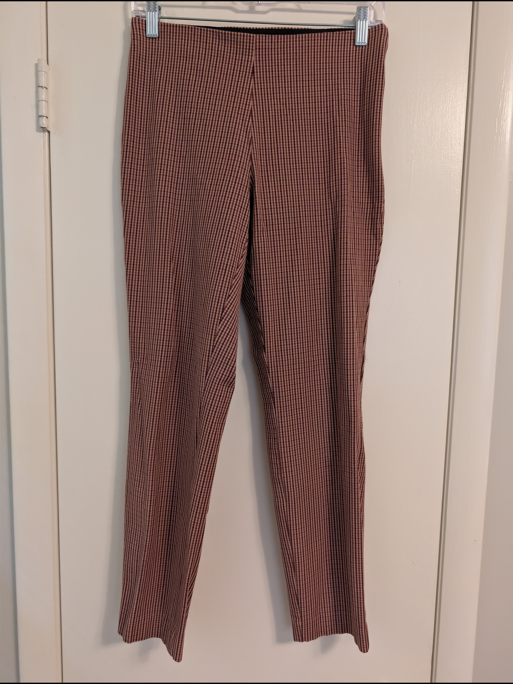 a new day Women's Red Plaid Slim Fit Pants - Size 4